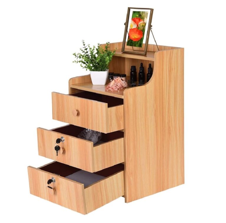 ৩টি ড্রয়ার হাই বেডসাইড টেবিল, বেডরুমের বেডসাইড টেবিল কফি টেবিল লক ক্যাবিনেট সহ খোলা শেল্ফ এবং লক ড্রয়ার সহ 4