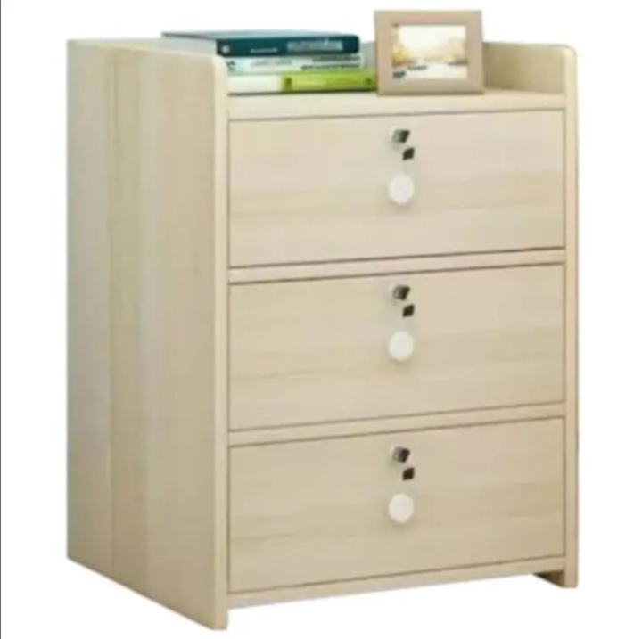 ৩টি ড্রয়ার হাই বেডসাইড টেবিল, বেডরুমের বেডসাইড টেবিল কফি টেবিল লক ক্যাবিনেট সহ খোলা শেল্ফ এবং লক ড্রয়ার সহ 5