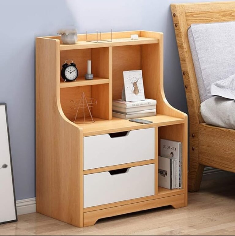 নাইটস্ট্যান্ড, কাঠের এন্ড টেবিল, স্টোরেজ শেল্ফ সহ, ২টি ড্রয়ার, নাইটস্ট্যান্ড সাইড টেবিল ক্যাবিনেট, বেডসাইড আসবাবপত্র 2